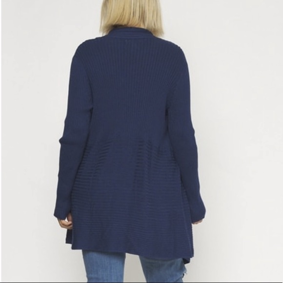 NEW Navy Blue Open Front Knit Cardigan - Picture 4 of 9